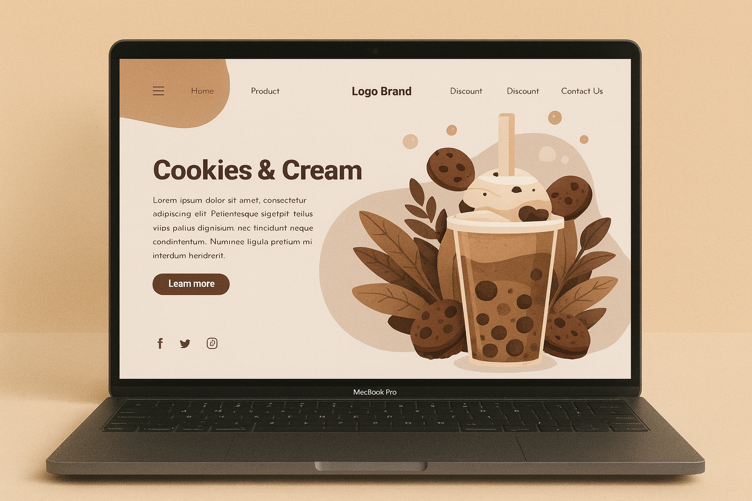 Milk Tea Shop Website Mockup